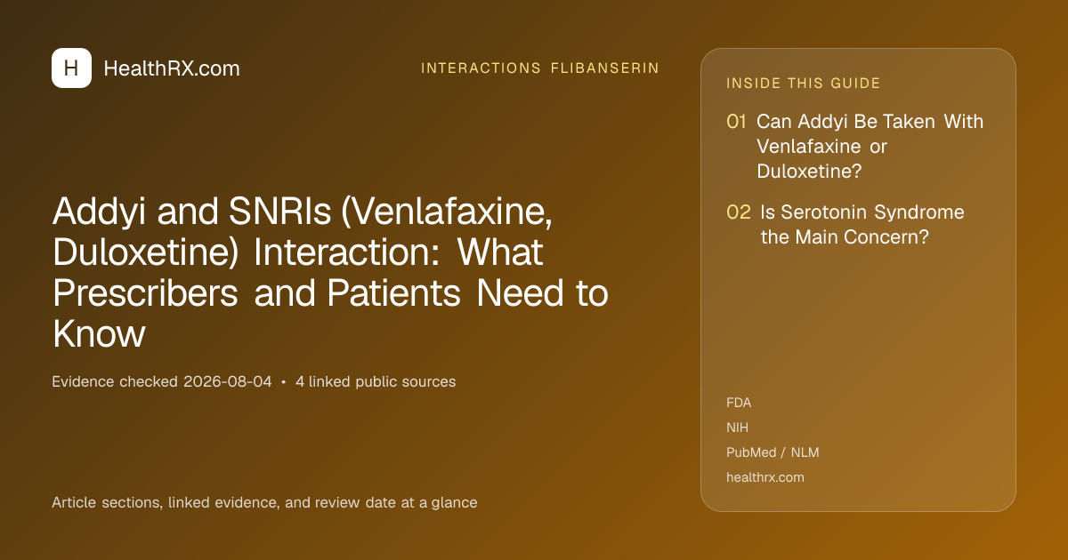 Evidence overview for Addyi and SNRIs (Venlafaxine, Duloxetine) Interaction: What Prescribers and Patients Need to Know