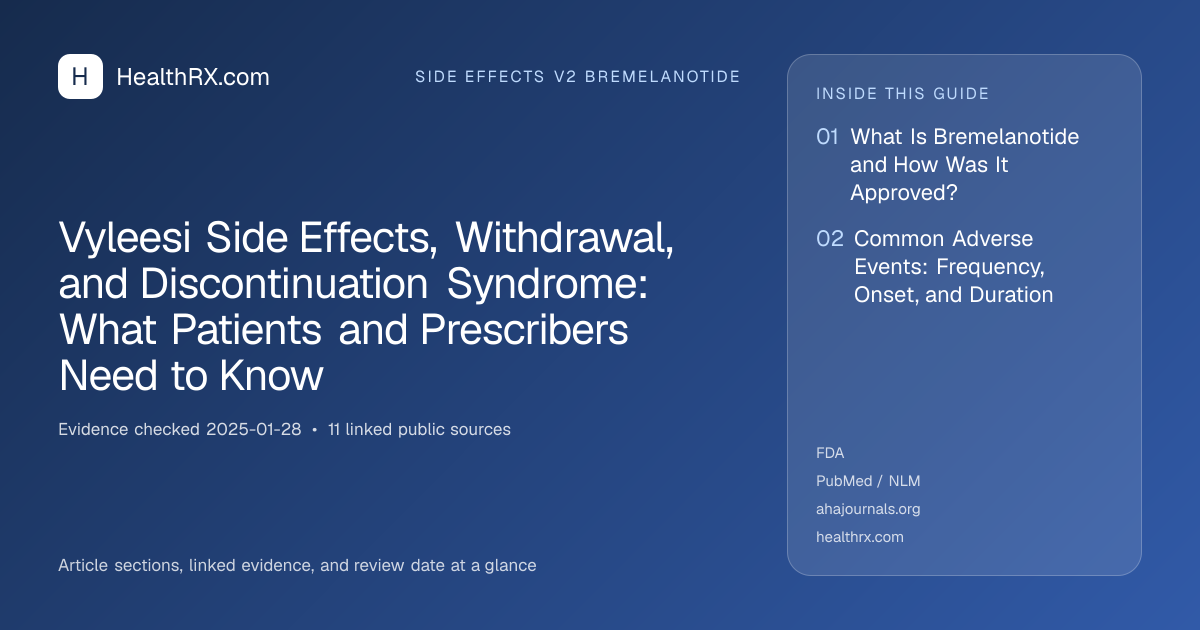Evidence overview for Vyleesi Side Effects, Withdrawal, and Discontinuation Syndrome: What Patients and Prescribers Need to Know
