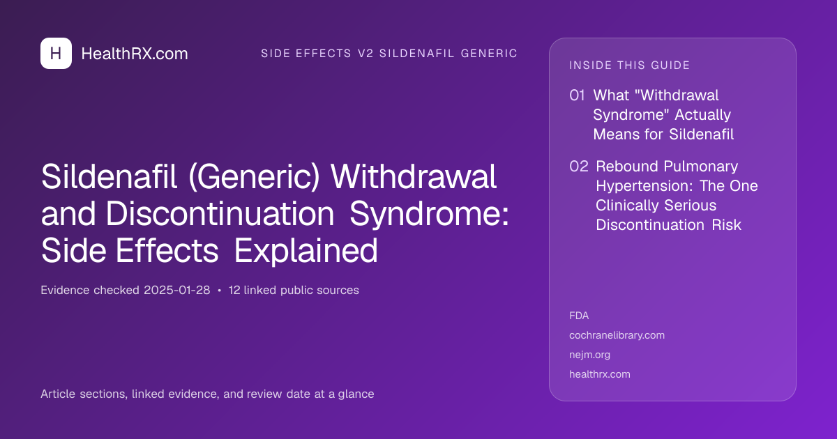 Evidence overview for Sildenafil (Generic) Withdrawal and Discontinuation Syndrome: Side Effects Explained
