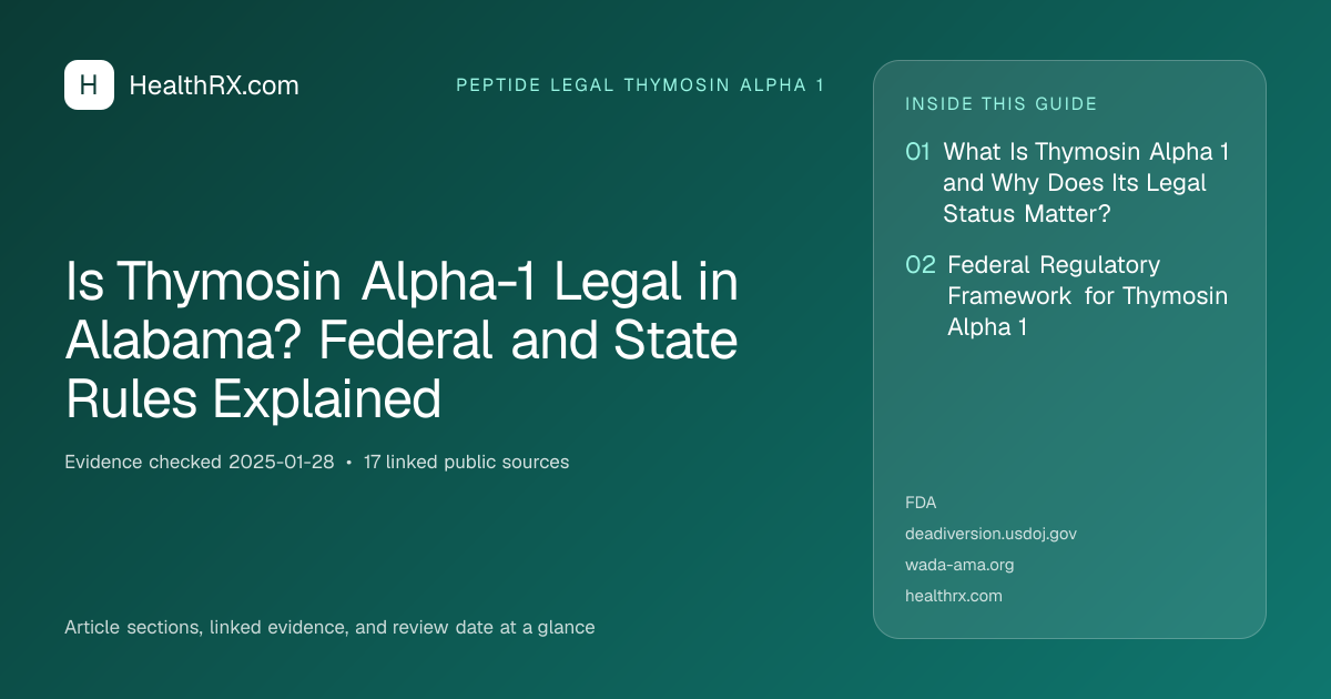 Evidence overview for Is Thymosin Alpha-1 Legal in Alabama? Federal and State Rules Explained