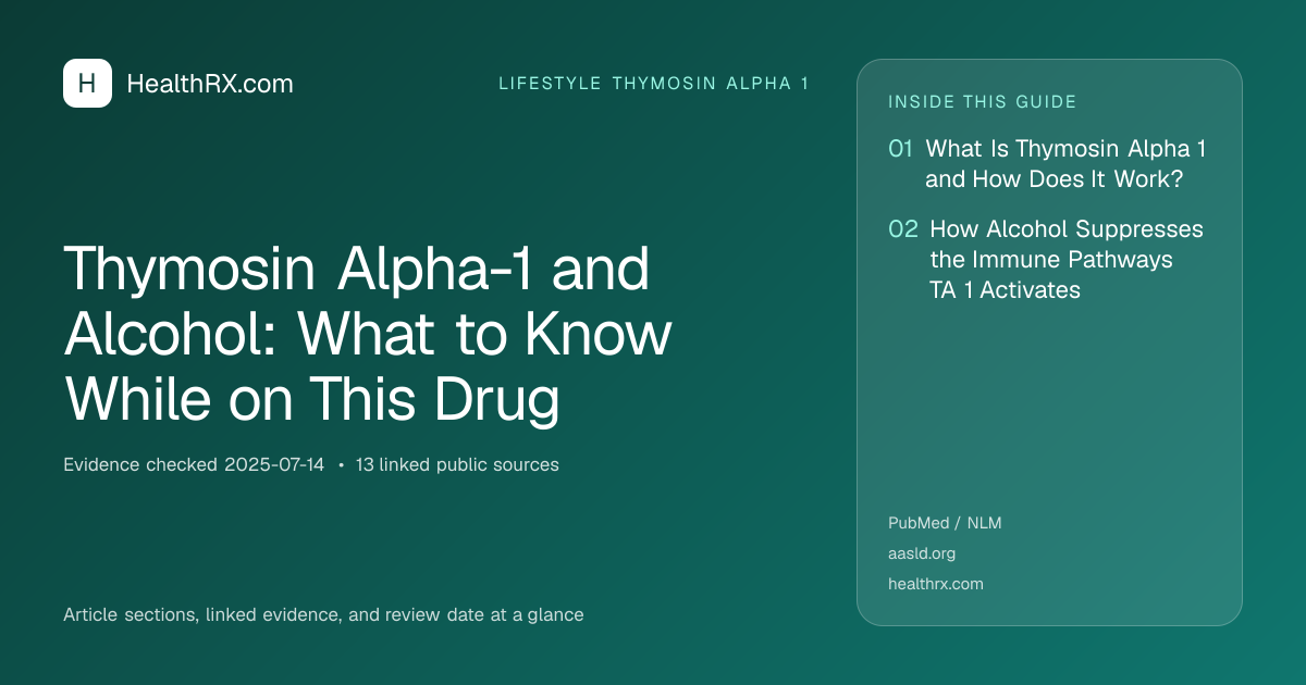 Evidence overview for Thymosin Alpha-1 and Alcohol: What to Know While on This Drug