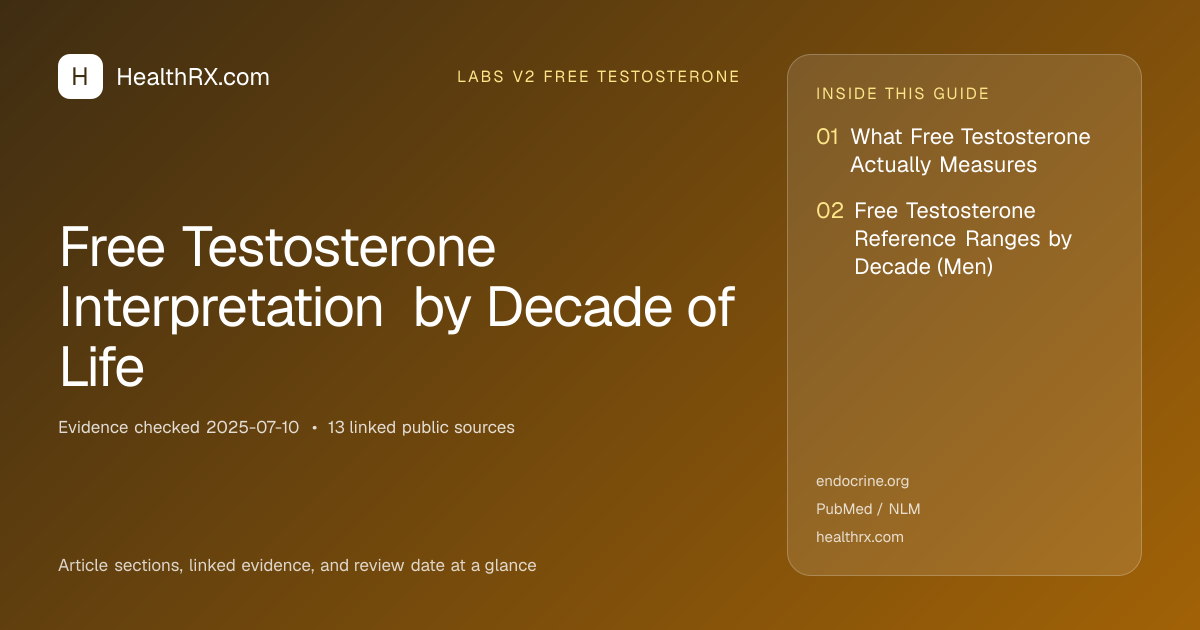 Evidence overview for Free Testosterone Interpretation by Decade of Life