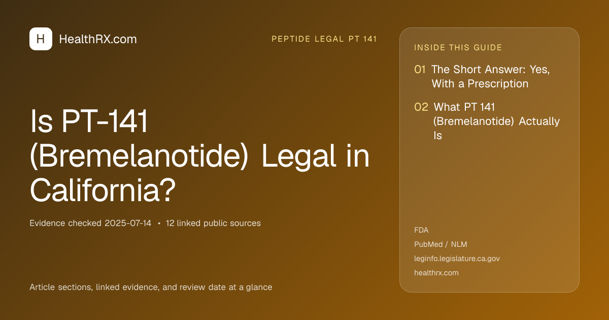 Evidence overview for Is PT-141 (Bremelanotide) Legal in California?