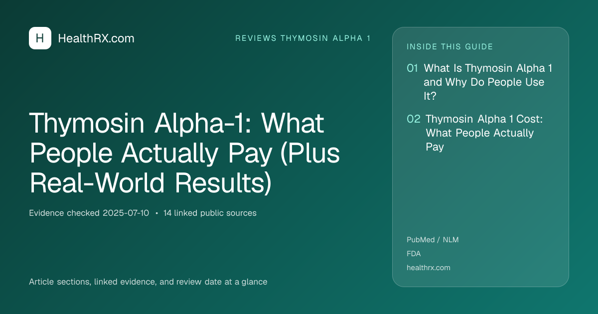 Evidence overview for Thymosin Alpha-1: What People Actually Pay (Plus Real-World Results)