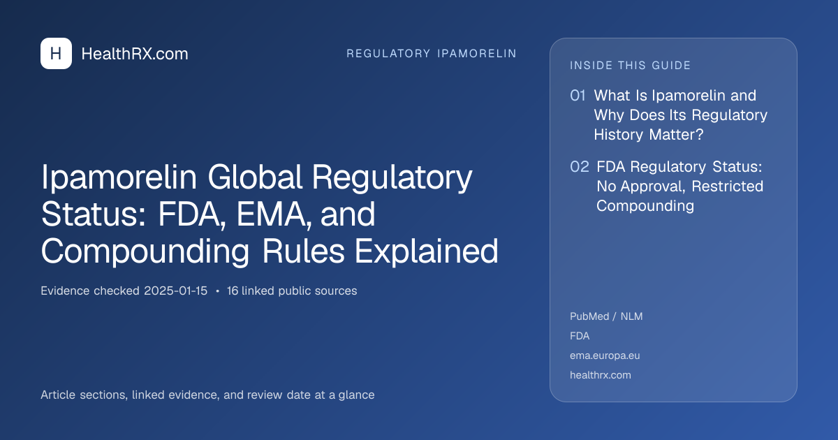 Evidence overview for Ipamorelin Global Regulatory Status: FDA, EMA, and Compounding Rules Explained