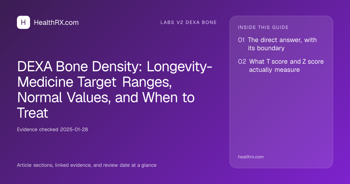 Evidence overview for DEXA Bone Density: Longevity-Medicine Target Ranges, Normal Values, and When to Treat