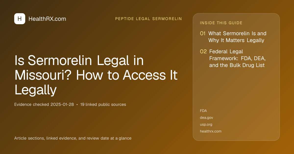 Evidence overview for Is Sermorelin Legal in Missouri? How to Access It Legally