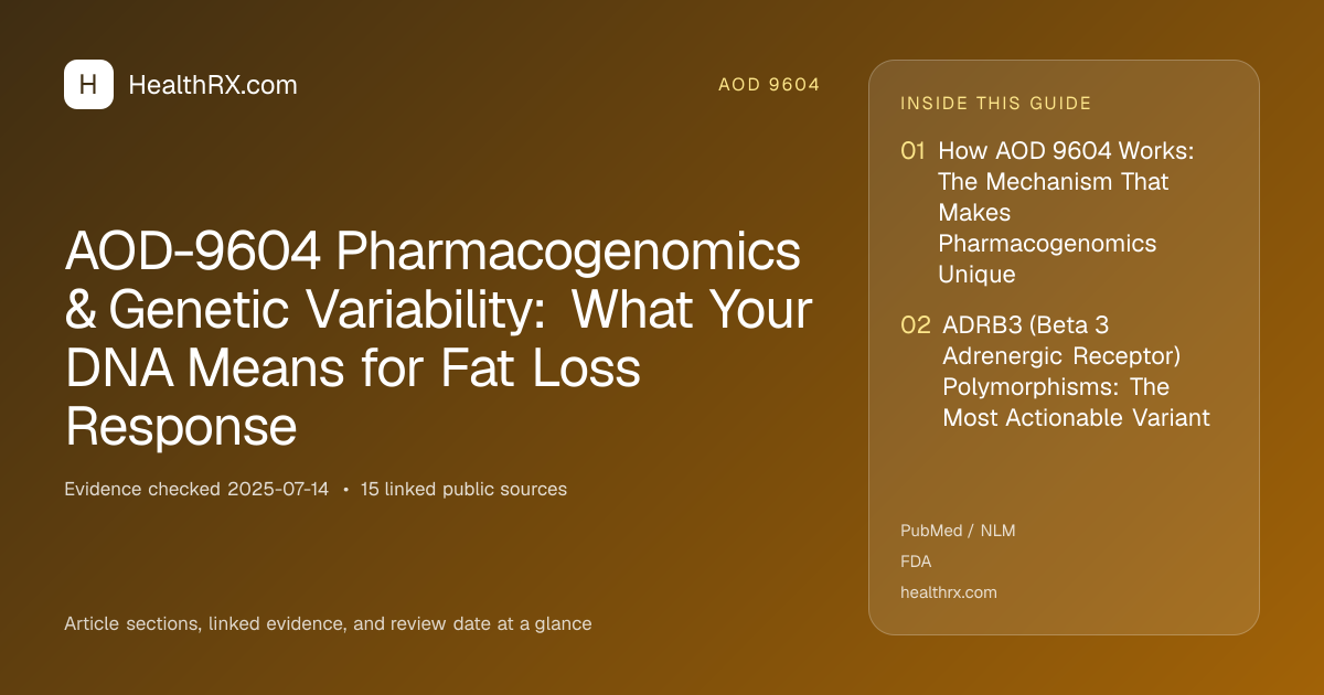 Evidence overview for AOD-9604 Pharmacogenomics & Genetic Variability: What Your DNA Means for Fat Loss Response