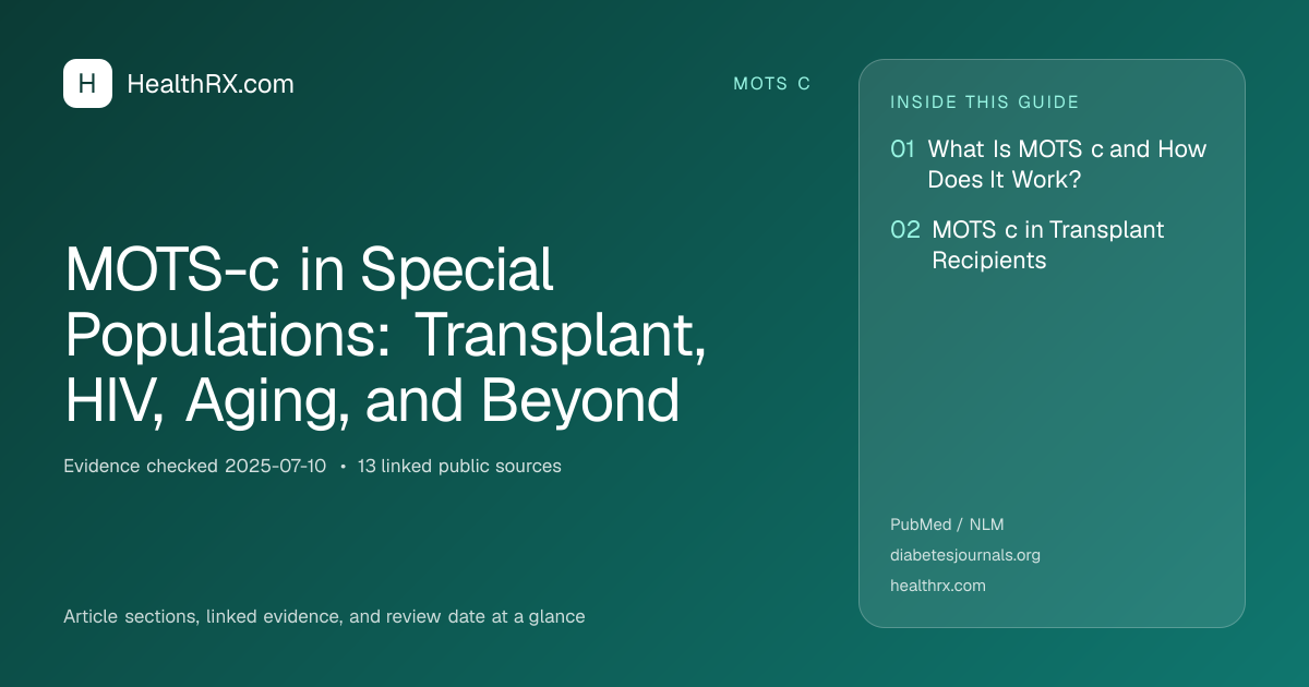 Evidence overview for MOTS-c in Special Populations: Transplant, HIV, Aging, and Beyond