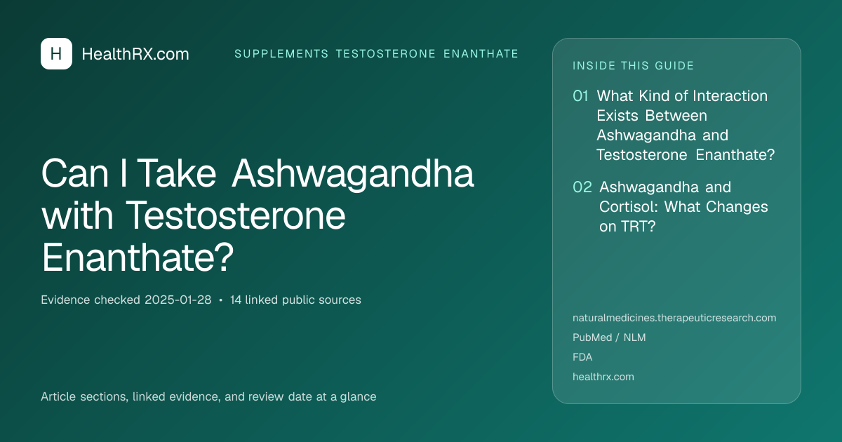 Evidence overview for Can I Take Ashwagandha with Testosterone Enanthate?