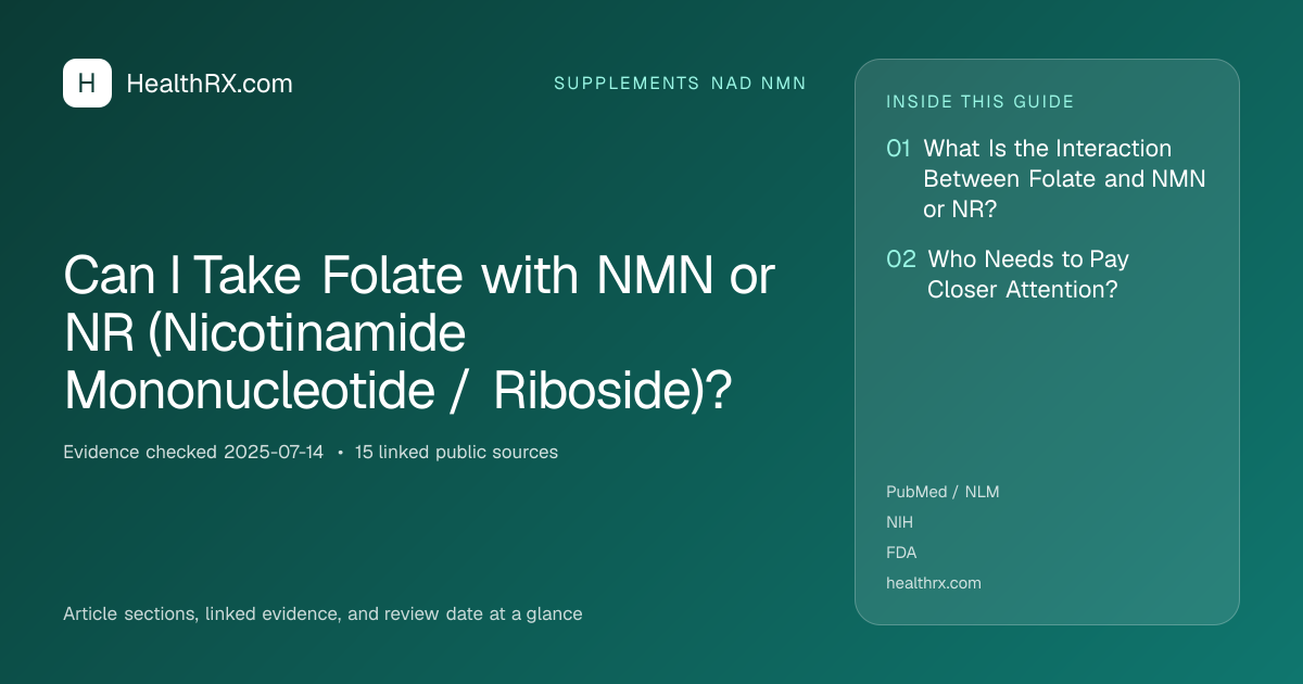 Evidence overview for supplements nad nmn: Can I Take Folate with NMN or NR (Nicotinamide Mononucleotide / Riboside)?