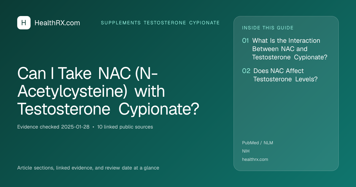 Evidence overview for Can I Take NAC (N-Acetylcysteine) with Testosterone Cypionate?