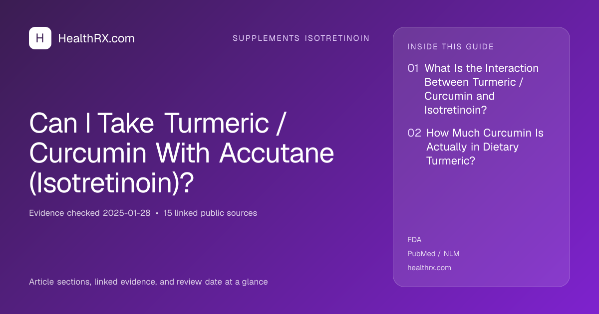 Evidence overview for supplements isotretinoin: Can I Take Turmeric / Curcumin With Accutane (Isotretinoin)?