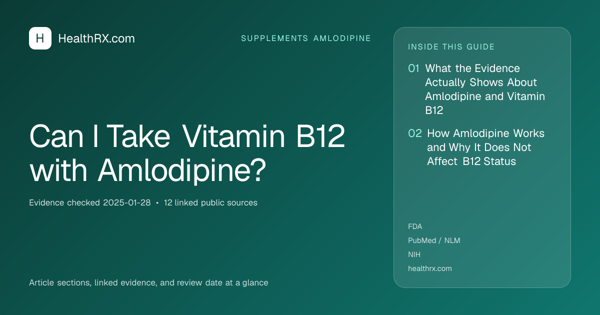 Evidence overview for supplements amlodipine: Can I Take Vitamin B12 with Amlodipine?