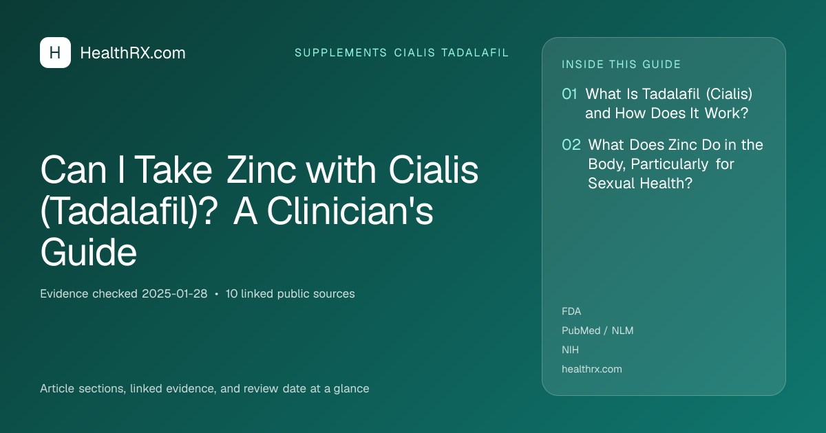 Evidence overview for Can I Take Zinc with Cialis (Tadalafil)? A Clinician's Guide