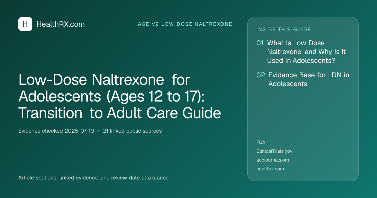 Evidence overview for age v2 low dose naltrexone: Low-Dose Naltrexone for Adolescents (Ages 12 to 17): Transition to Adult Care Guide