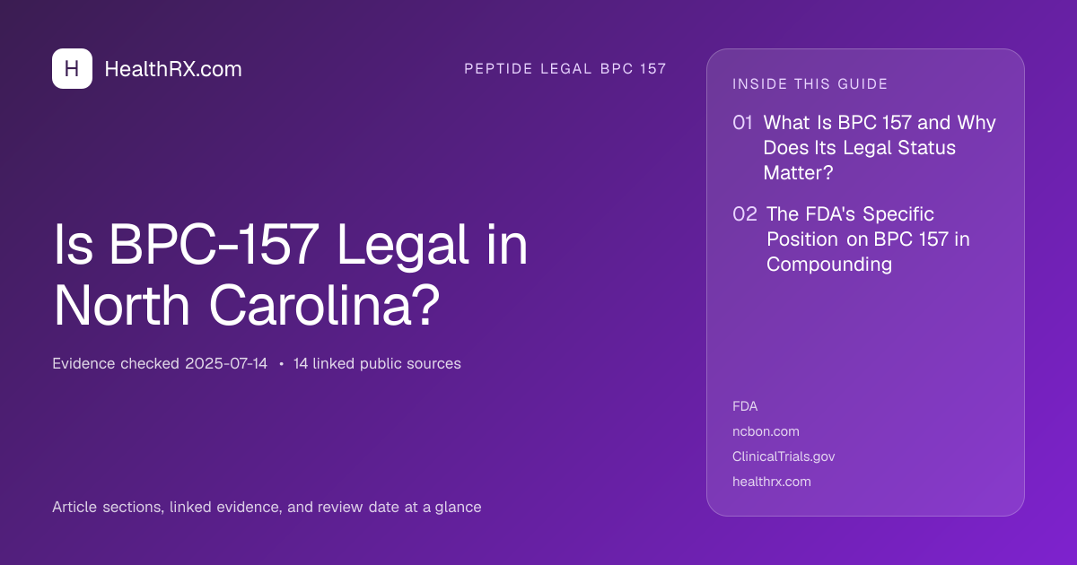 Evidence overview for Is BPC-157 Legal in North Carolina?