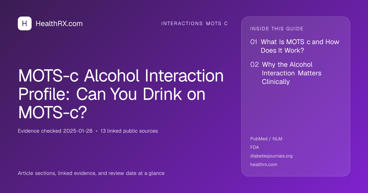 Evidence overview for MOTS-c Alcohol Interaction Profile: Can You Drink on MOTS-c?