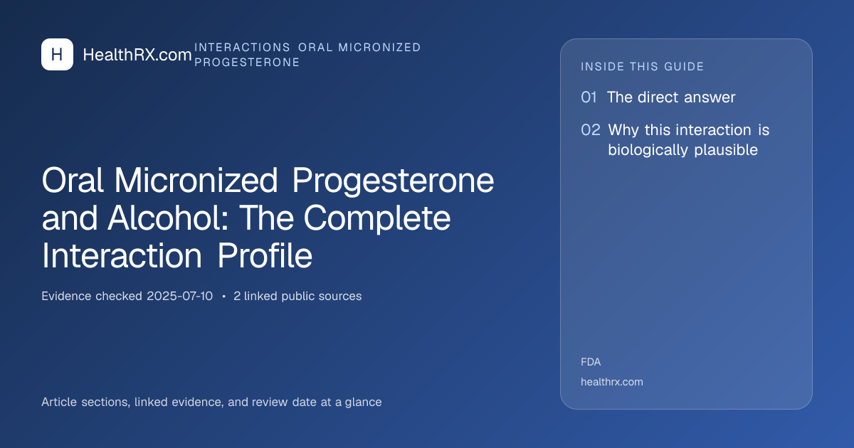 Evidence overview for Oral Micronized Progesterone and Alcohol: The Complete Interaction Profile