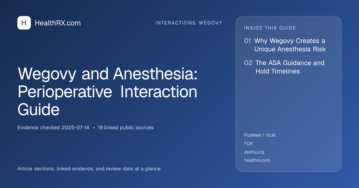 Evidence overview for Wegovy and Anesthesia: Perioperative Interaction Guide