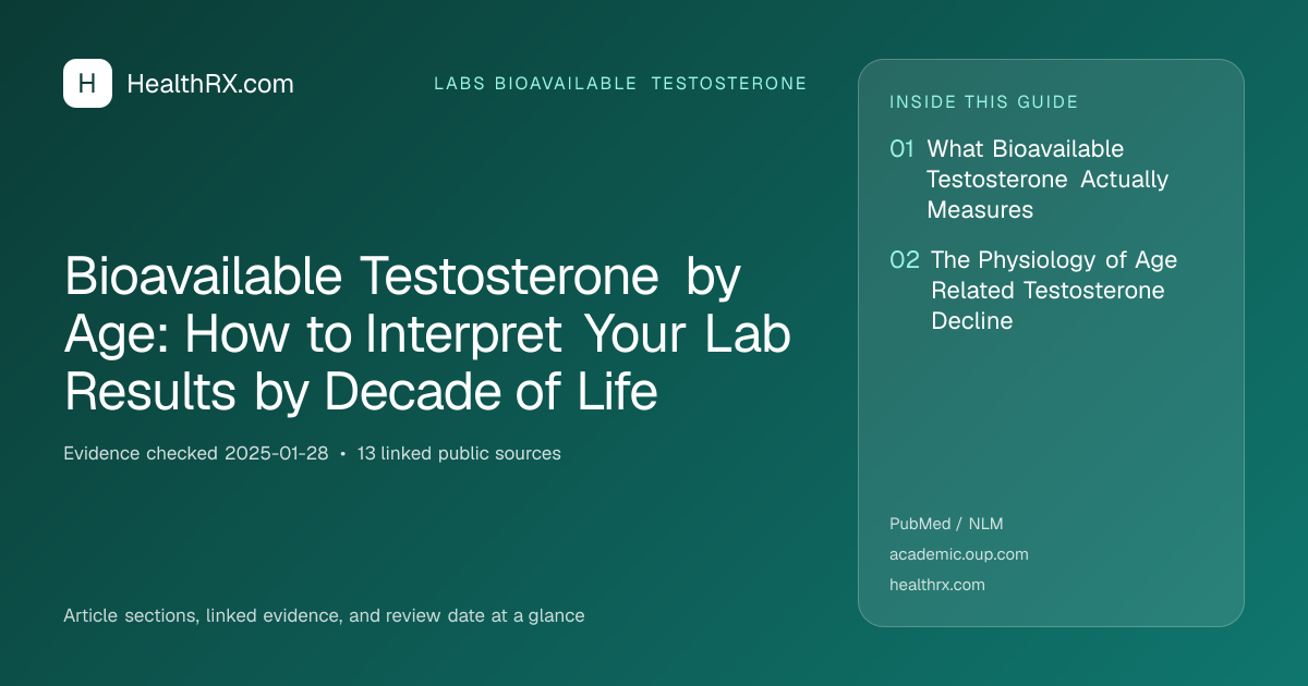 Evidence overview for Bioavailable Testosterone by Age: How to Interpret Your Lab Results by Decade of Life