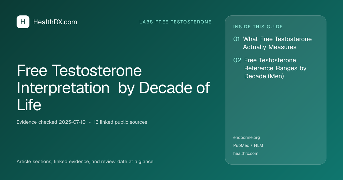 Evidence overview for Free Testosterone Interpretation by Decade of Life