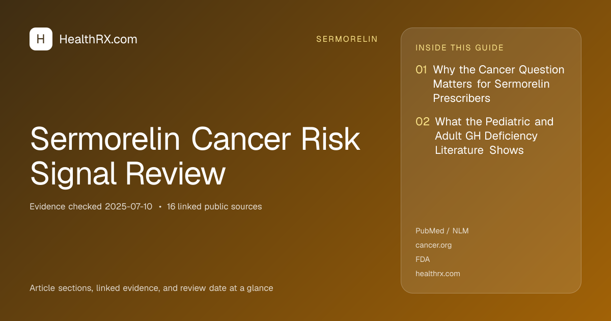 Evidence overview for Sermorelin Cancer Risk Signal Review