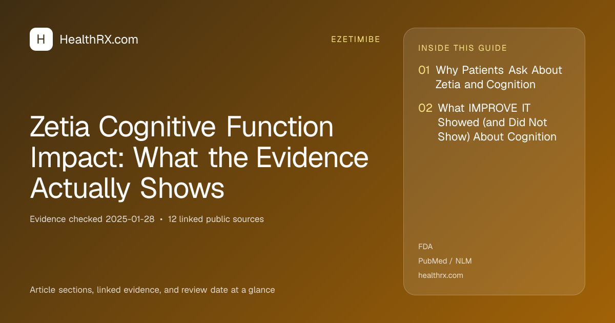 Evidence overview for ezetimibe: Zetia Cognitive Function Impact: What the Evidence Actually Shows