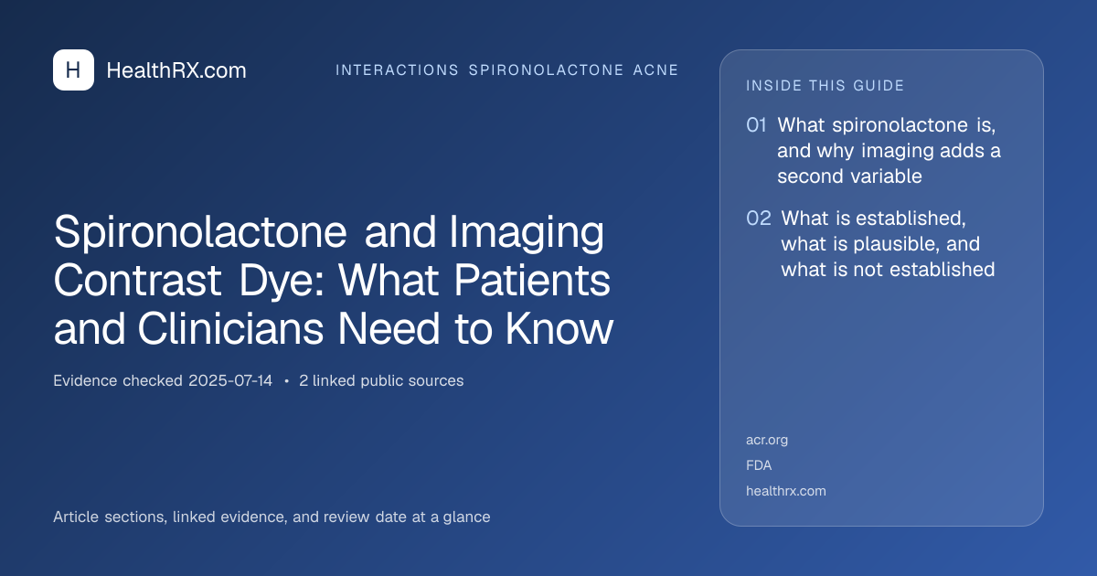 Evidence overview for interactions spironolactone acne: Spironolactone and Imaging Contrast Dye: What Patients and Clinicians Need to Know