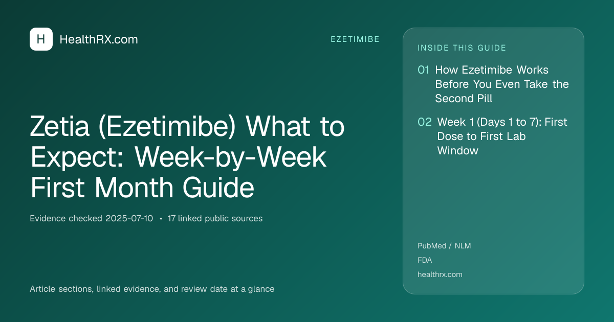 Evidence overview for Zetia (Ezetimibe) What to Expect: Week-by-Week First Month Guide