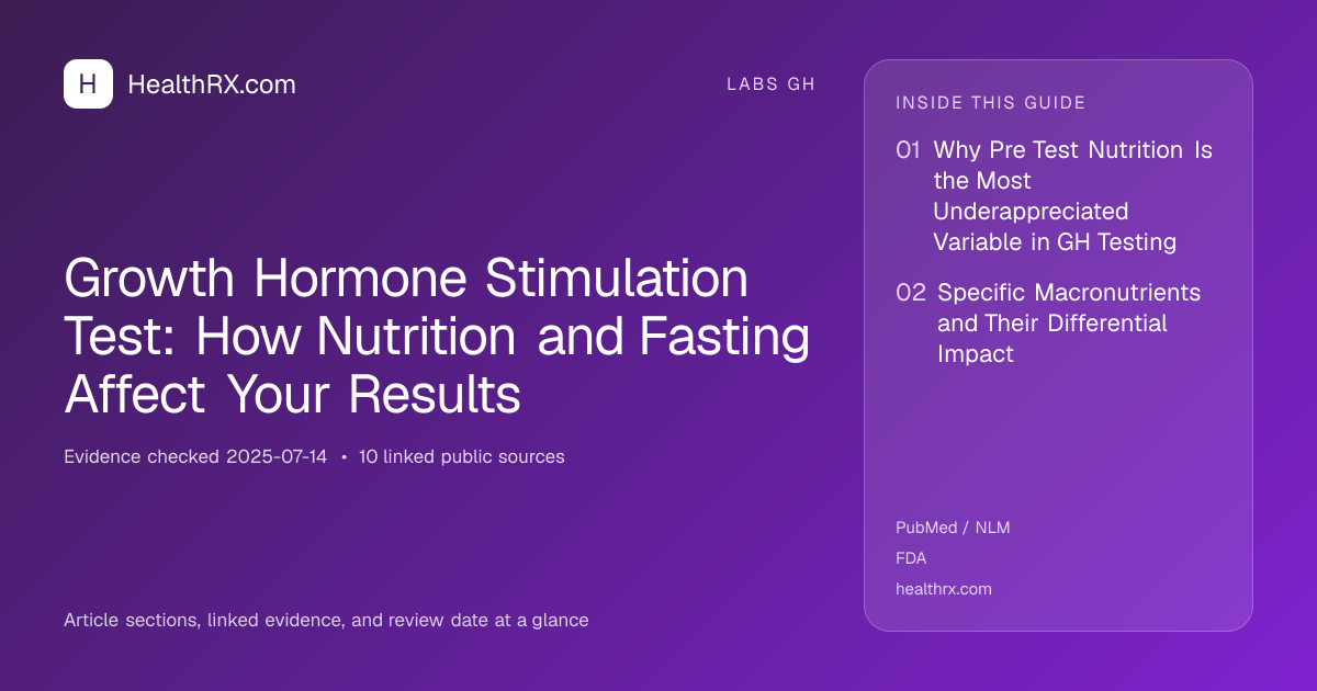 Evidence overview for Growth Hormone Stimulation Test: How Nutrition and Fasting Affect Your Results