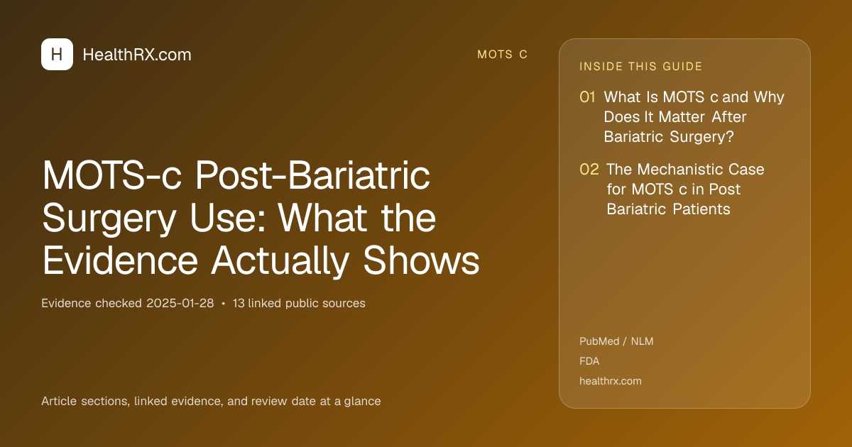 Evidence overview for MOTS-c Post-Bariatric Surgery Use: What the Evidence Actually Shows
