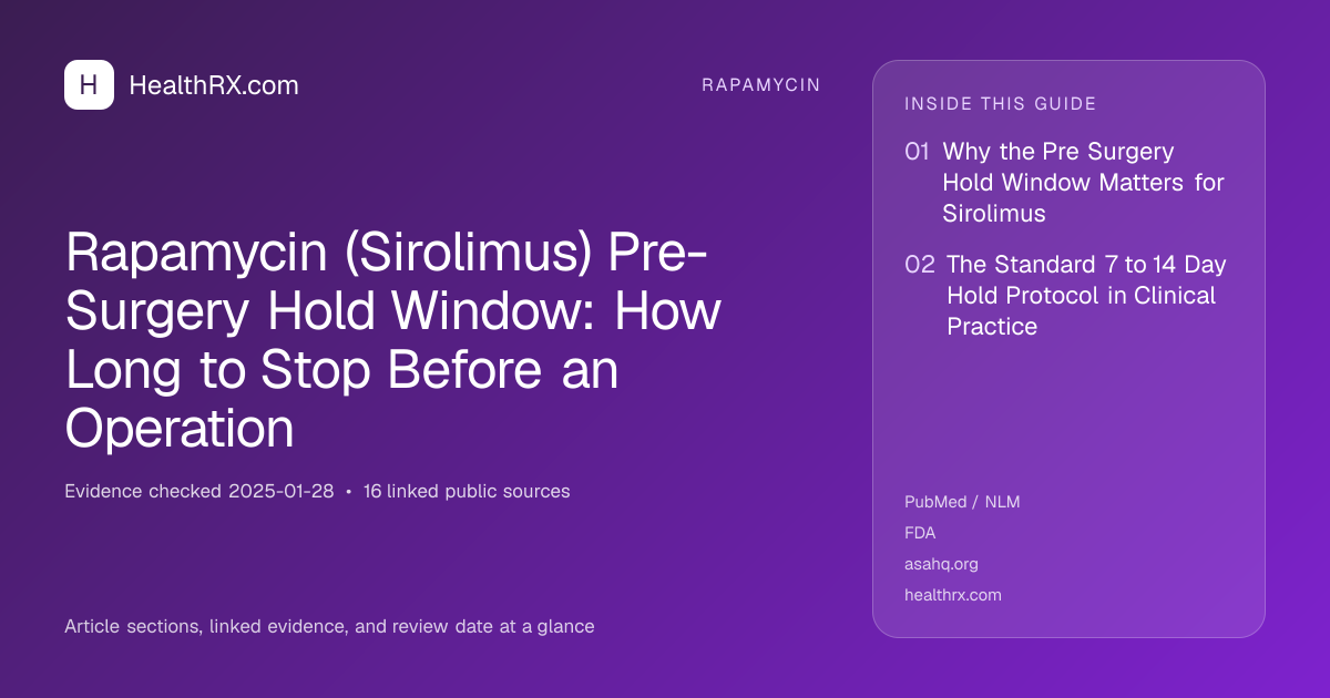 Evidence overview for rapamycin: Rapamycin (Sirolimus) Pre-Surgery Hold Window: How Long to Stop Before an Operation