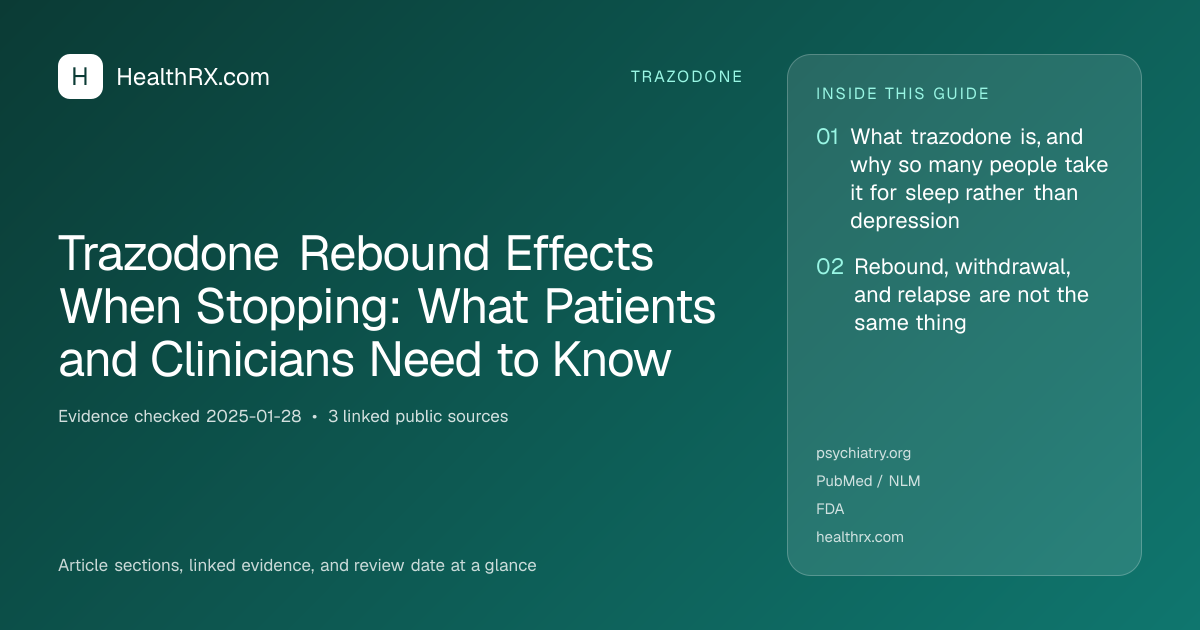 Evidence overview for Trazodone Rebound Effects When Stopping: What Patients and Clinicians Need to Know