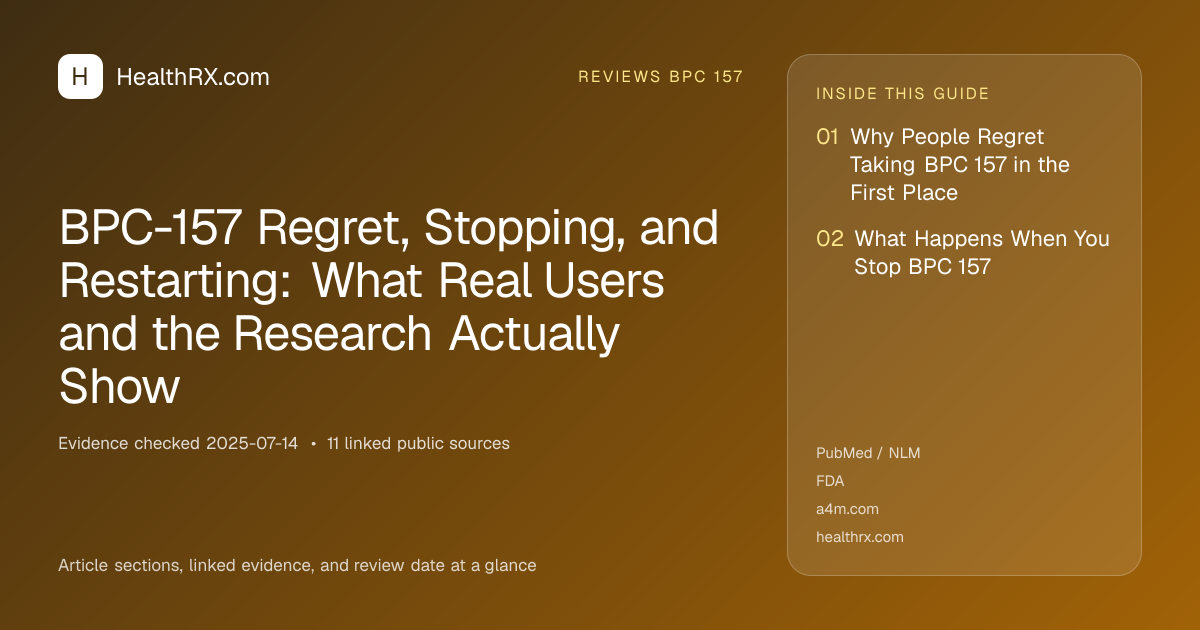 Evidence overview for BPC-157 Regret, Stopping, and Restarting: What Real Users and the Research Actually Show