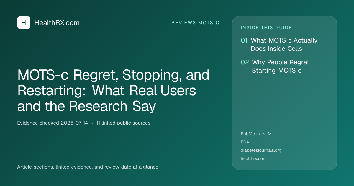 Evidence overview for MOTS-c Regret, Stopping, and Restarting: What Real Users and the Research Say