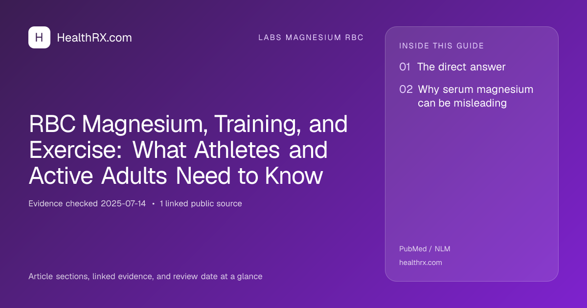 Evidence overview for RBC Magnesium, Training, and Exercise: What Athletes and Active Adults Need to Know
