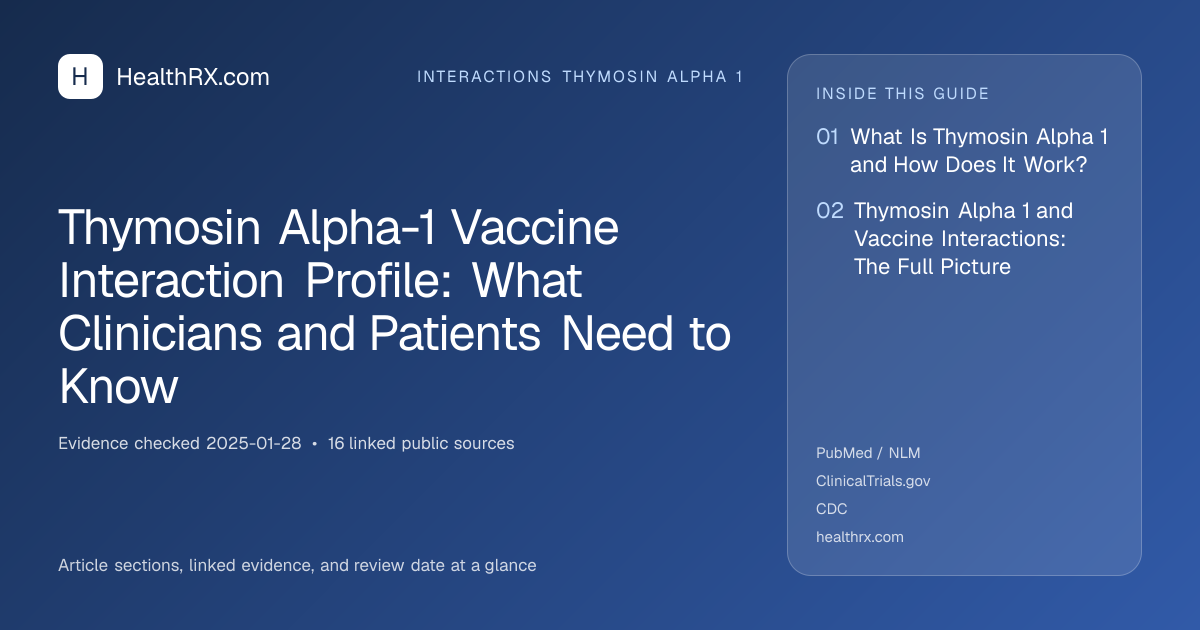 Evidence overview for interactions thymosin alpha 1: Thymosin Alpha-1 Vaccine Interaction Profile: What Clinicians and Patients Need to Know