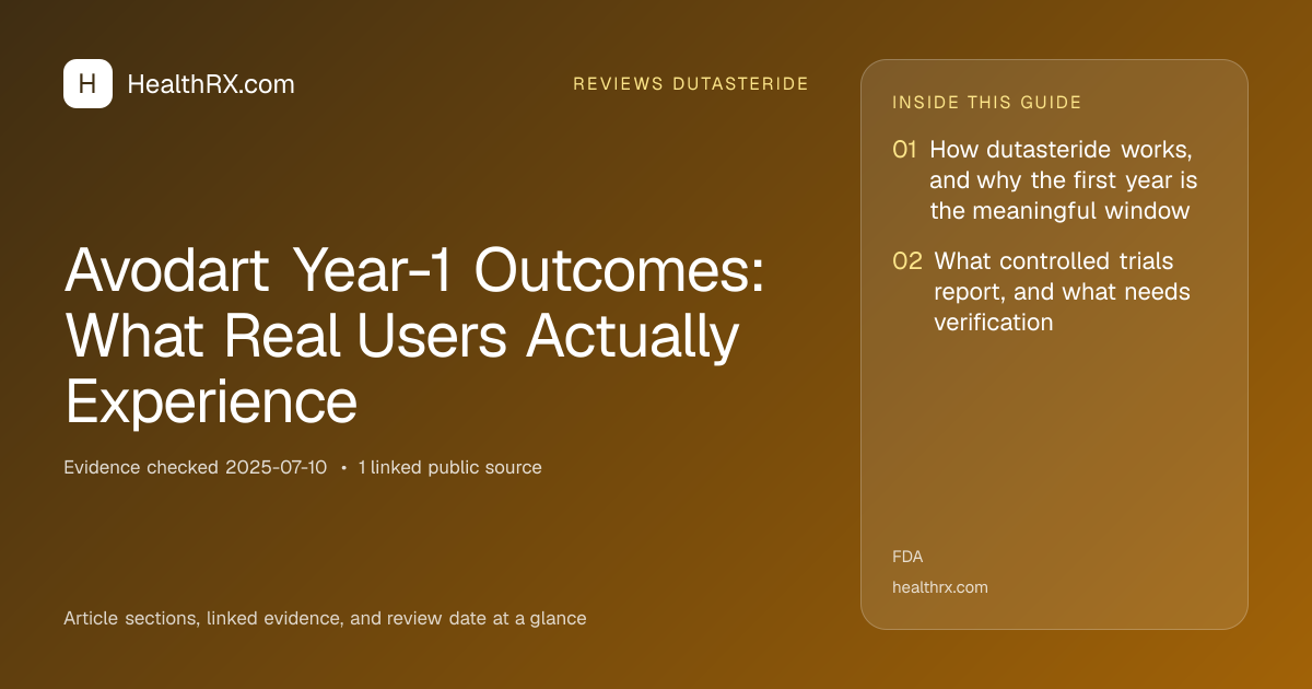 Evidence overview for reviews dutasteride: Avodart Year-1 Outcomes: What Real Users Actually Experience