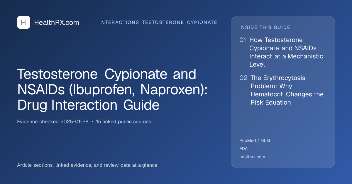Evidence overview for Testosterone Cypionate and NSAIDs (Ibuprofen, Naproxen): Drug Interaction Guide