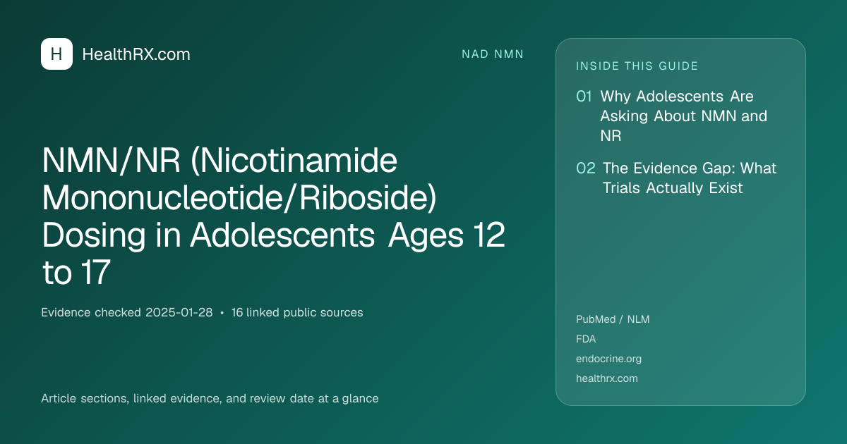 Evidence overview for nad nmn: NMN/NR (Nicotinamide Mononucleotide/Riboside) Dosing in Adolescents Ages 12 to 17