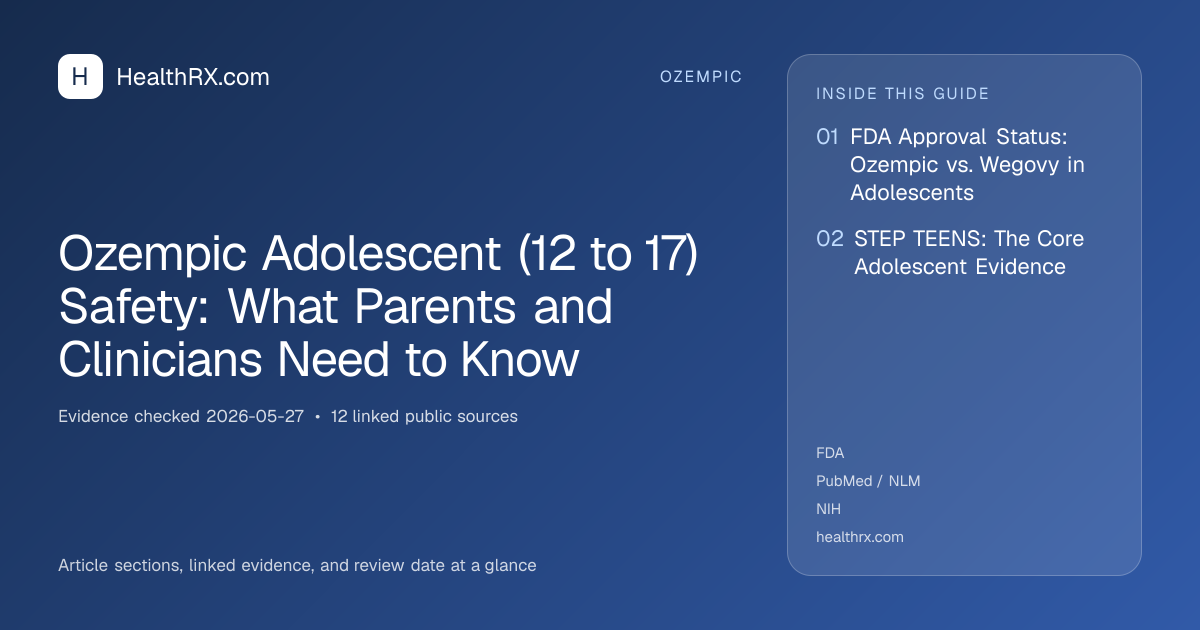 Evidence overview for Ozempic Adolescent (12 to 17) Safety: What Parents and Clinicians Need to Know