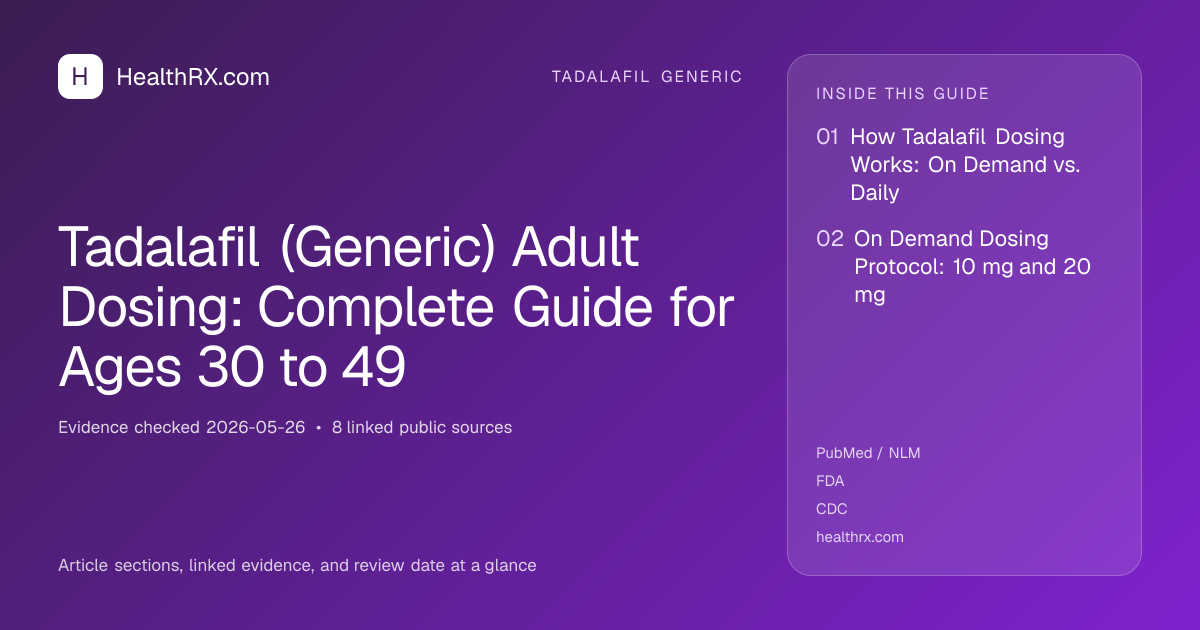 Evidence overview for tadalafil generic: Tadalafil (Generic) Adult Dosing: Complete Guide for Ages 30 to 49