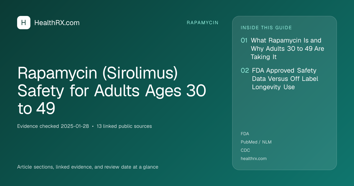 Evidence overview for Rapamycin (Sirolimus) Safety for Adults Ages 30 to 49
