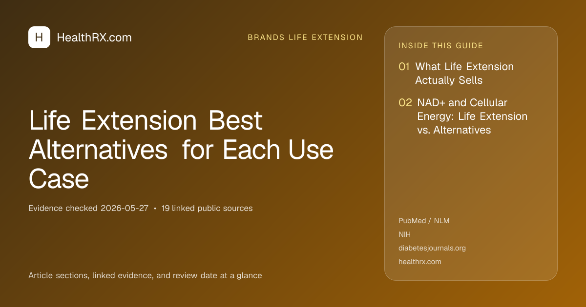 Evidence overview for Life Extension Best Alternatives for Each Use Case