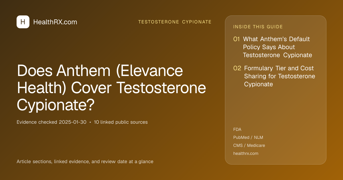 Evidence overview for Does Anthem (Elevance Health) Cover Testosterone Cypionate?