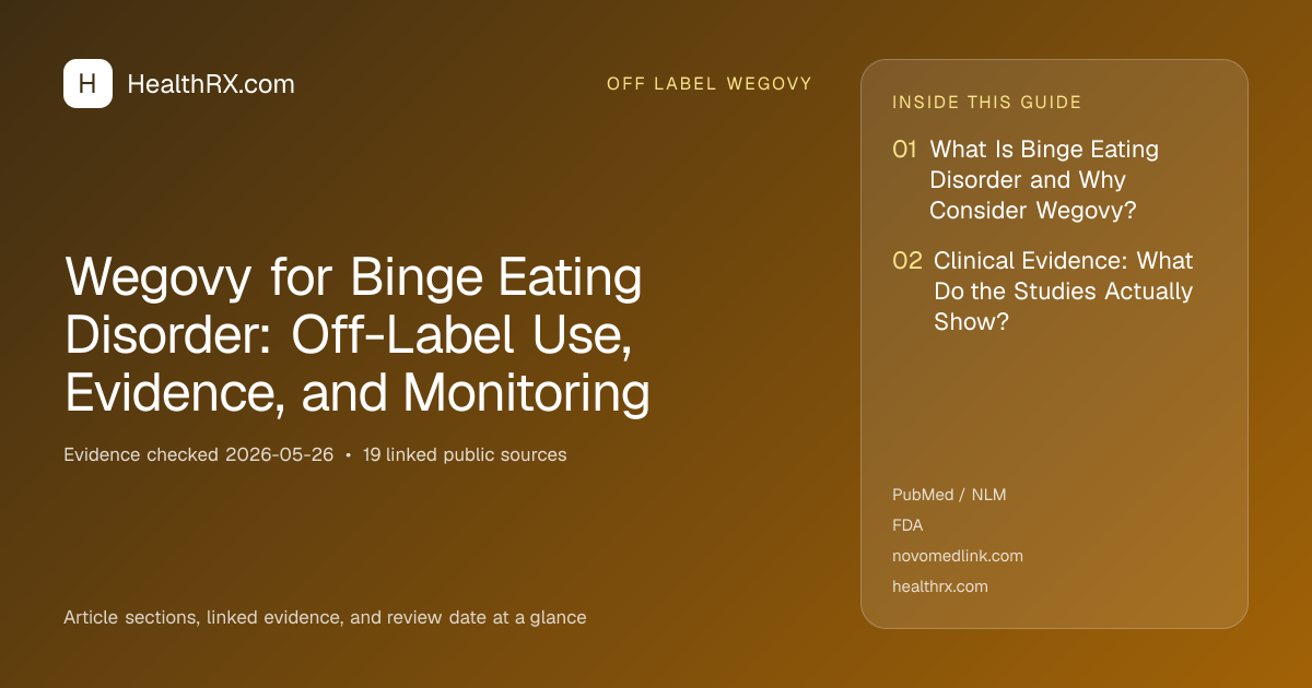 Evidence overview for Wegovy for Binge Eating Disorder: Off-Label Use, Evidence, and Monitoring