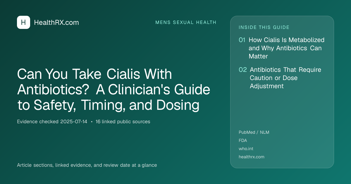 Evidence overview for Can You Take Cialis With Antibiotics? A Clinician's Guide to Safety, Timing, and Dosing