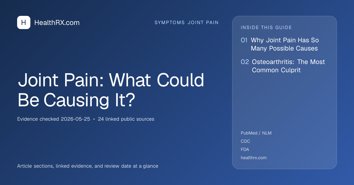 Evidence overview for symptoms joint pain: Joint Pain: What Could Be Causing It?