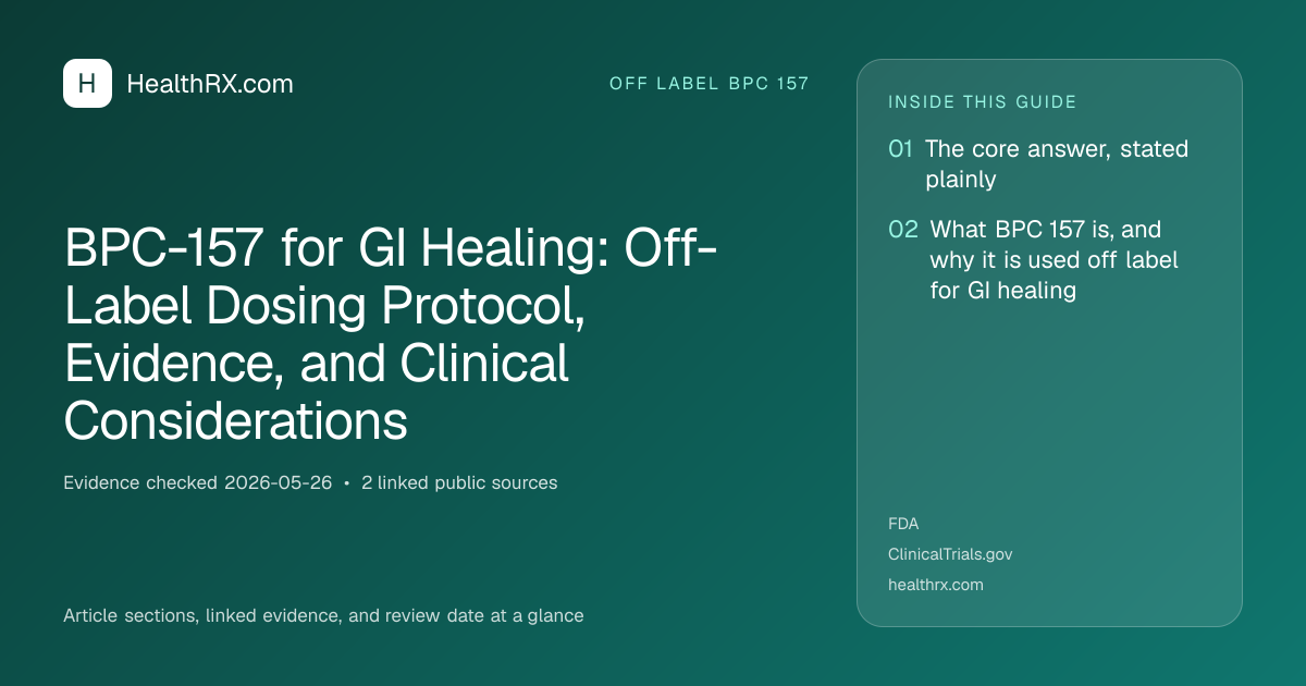 Evidence overview for BPC-157 for GI Healing: Off-Label Dosing Protocol, Evidence, and Clinical Considerations
